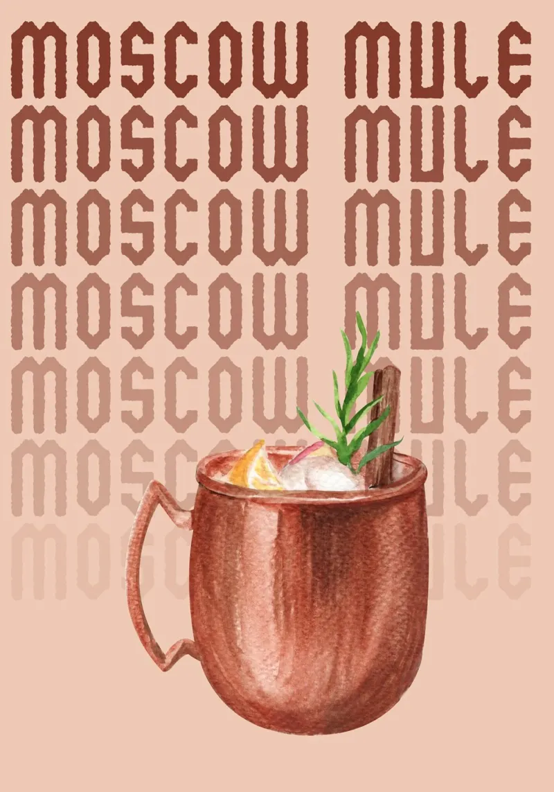 Moscow Mule Print - Rustic Watercolor Cocktail Wall Art acrylic glass by NorwesClub