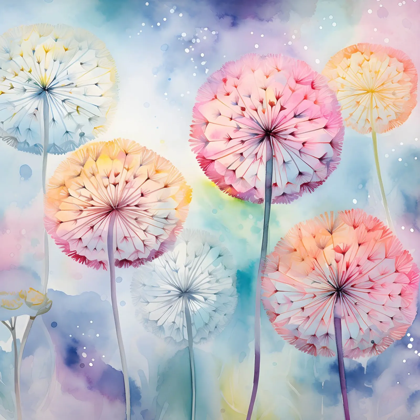 Whimsical Dandelion Whispers canvas by Botanical Pattern House