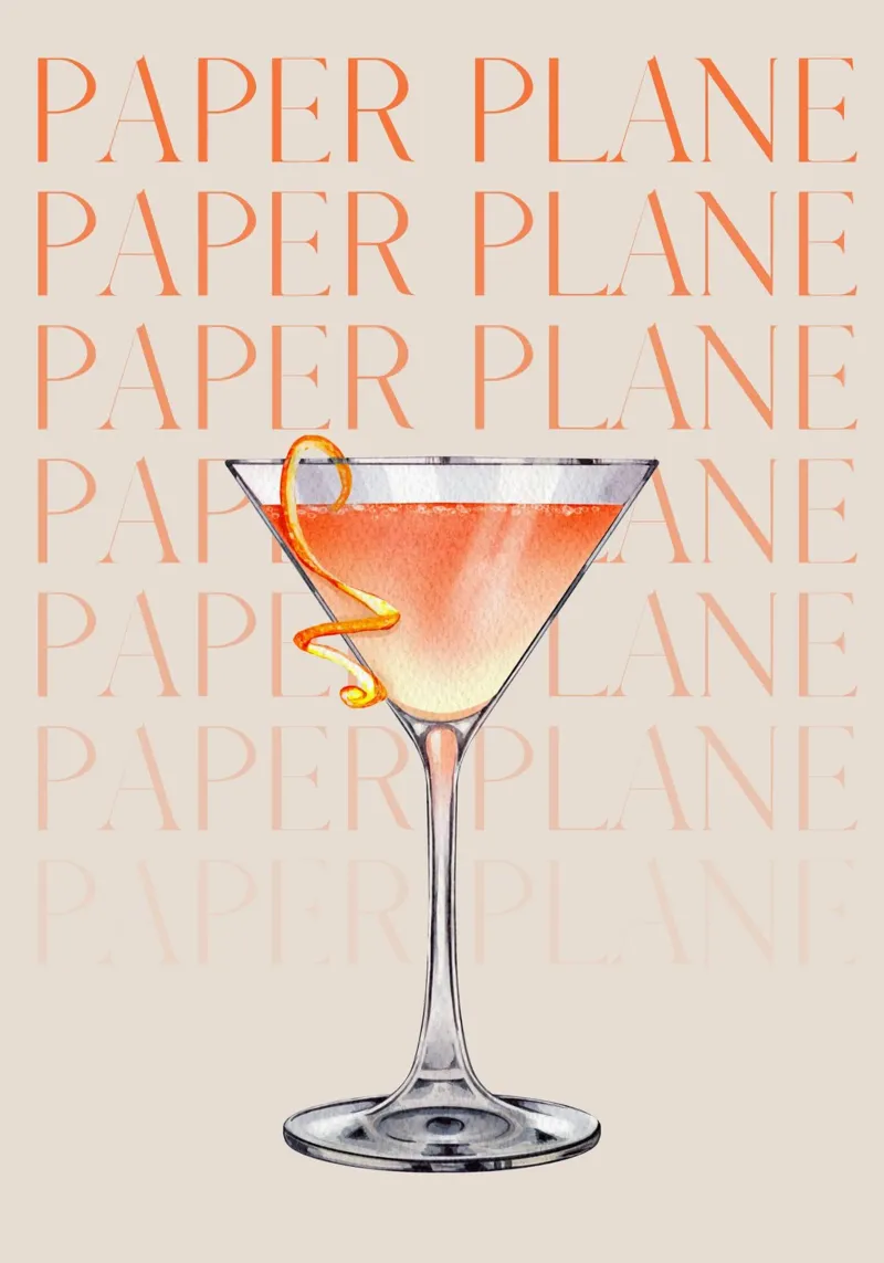 Paper Plane Cocktail Kunstdruk - Modern & Chique Bar Decor canvas met Baklijst van NorwesClub