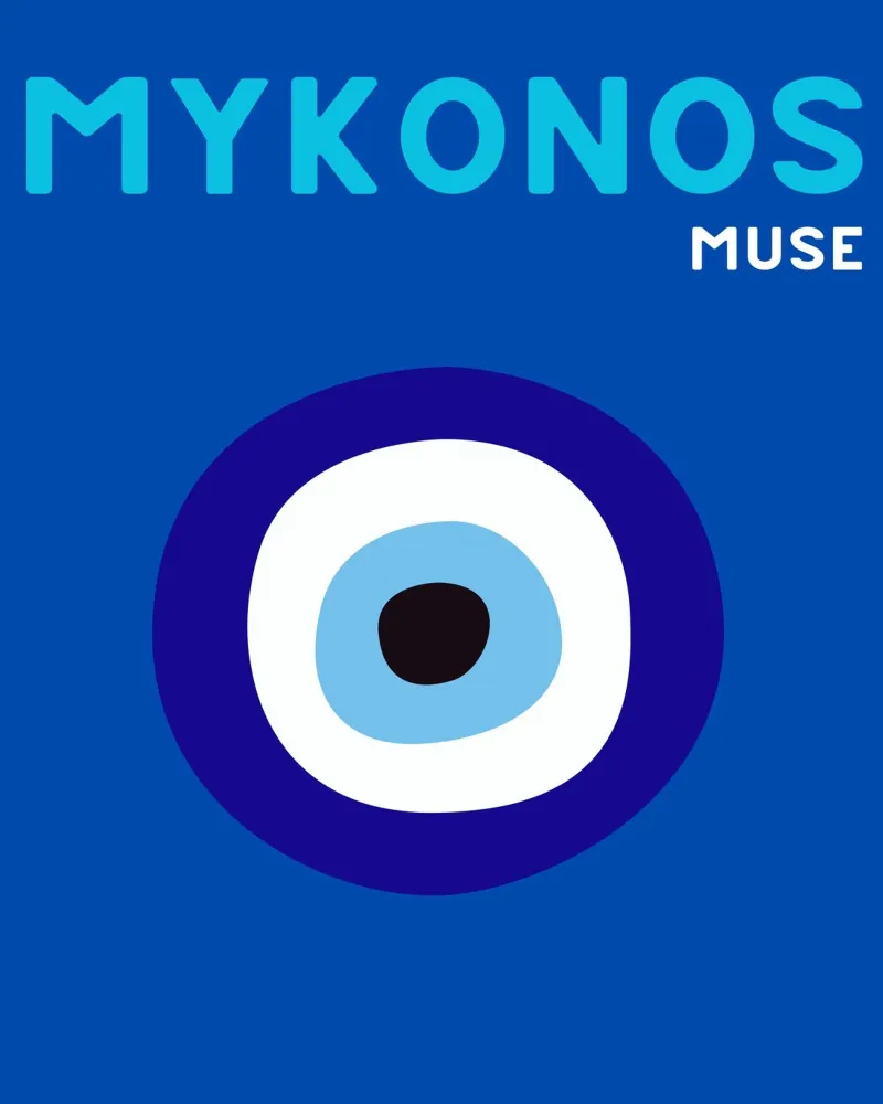 Póster de viaje Mykonos Muse - Evil Eye Pop Art Print poster de NorwesClub