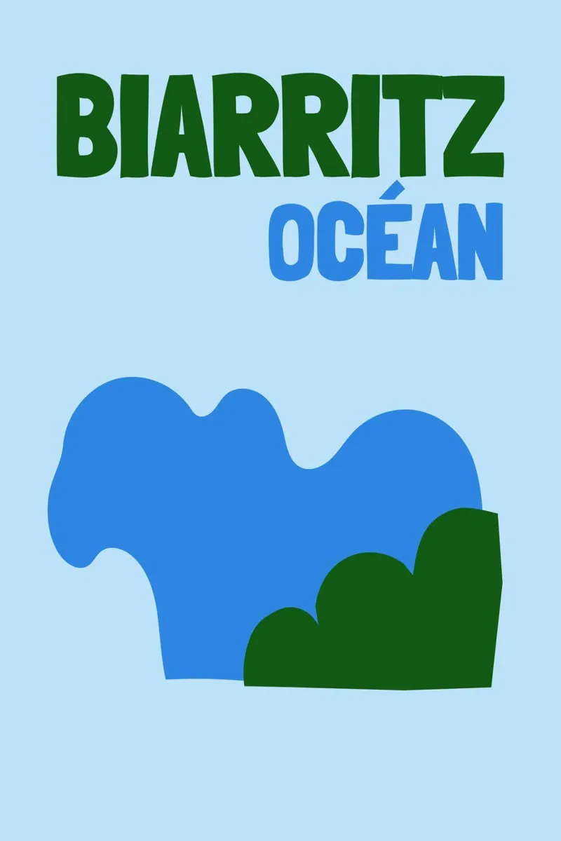 Biarritz Océan Poster - Abstract Waves, Basque Coast Vibes poster by NorwesClub