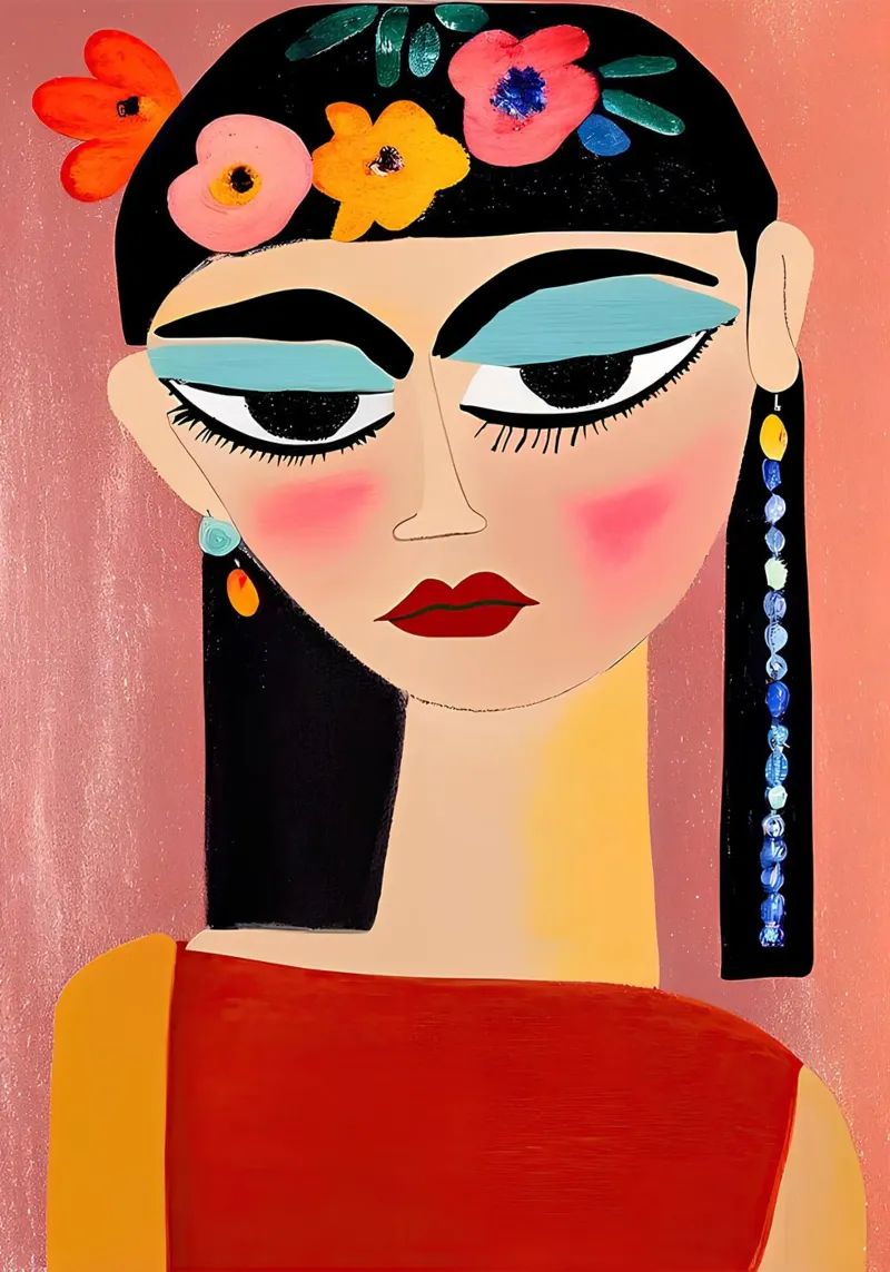 Portrait d'art populaire moderne - Visage audacieux, coloré, abstrait Ar hahnemühle de NorwesClub