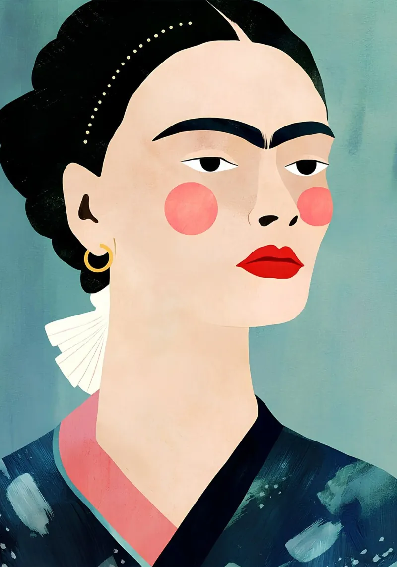 Frida Kahlo Stylized Portrait - Modern, Minimalist, Expressi hahnemühle by NorwesClub