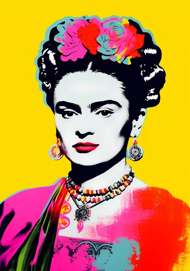 Frida Kahlo Pop Art - Portrait audacieux, couleurs iconiques, p poster de NorwesClub