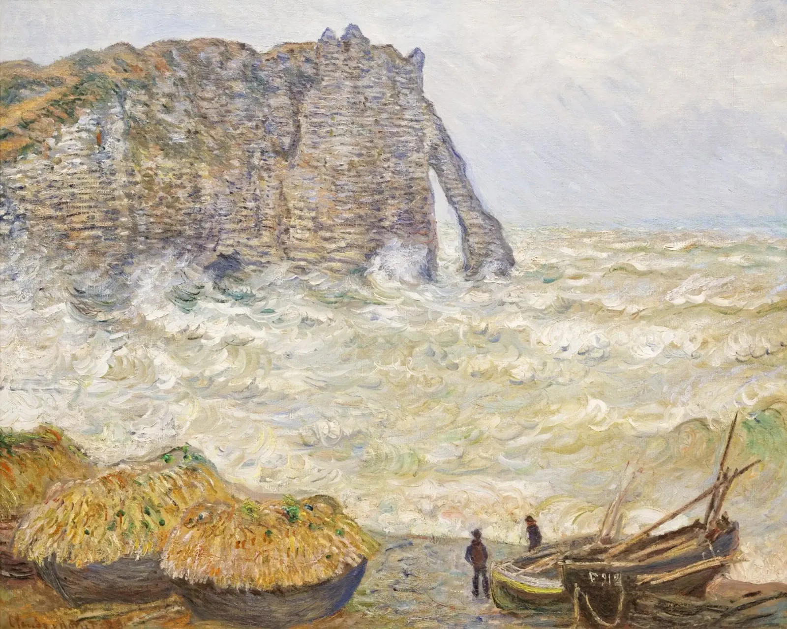 Il mare in tempesta di Claude Monet a Étretat (1883) pellicola backlit da Monet Art Prints