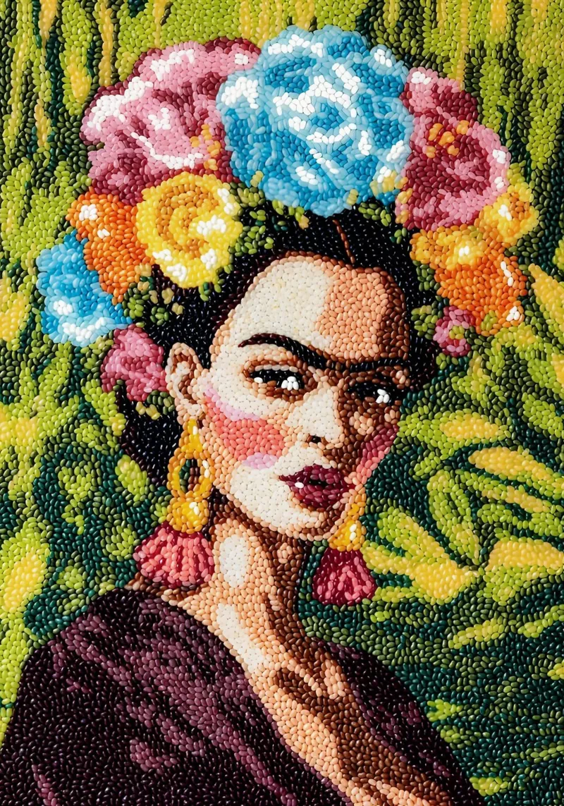 Frida Kahlo Textured Art - Pointe à l'aiguille unique Style Pop Icon hahnemühle de NorwesClub