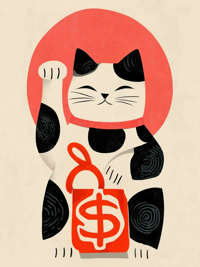 Maneki-neko | Il gatto fortunato con la borsa pellicola backlit da Autofocus