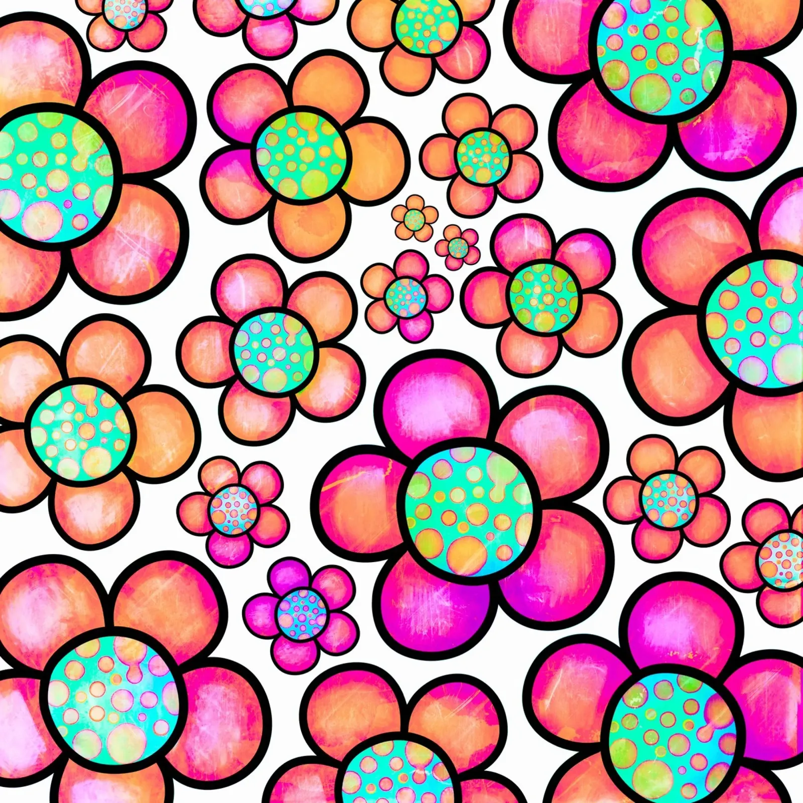 Scarabocchi di margherite stravaganti alluminio dibond da Botanical Pattern House