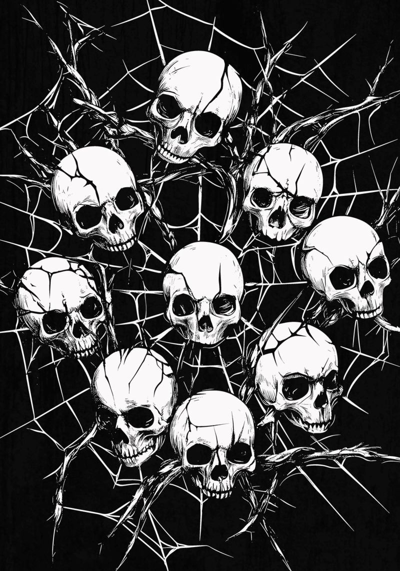 Skull in spider web and thorns poster by pixelbull - medieval art and more