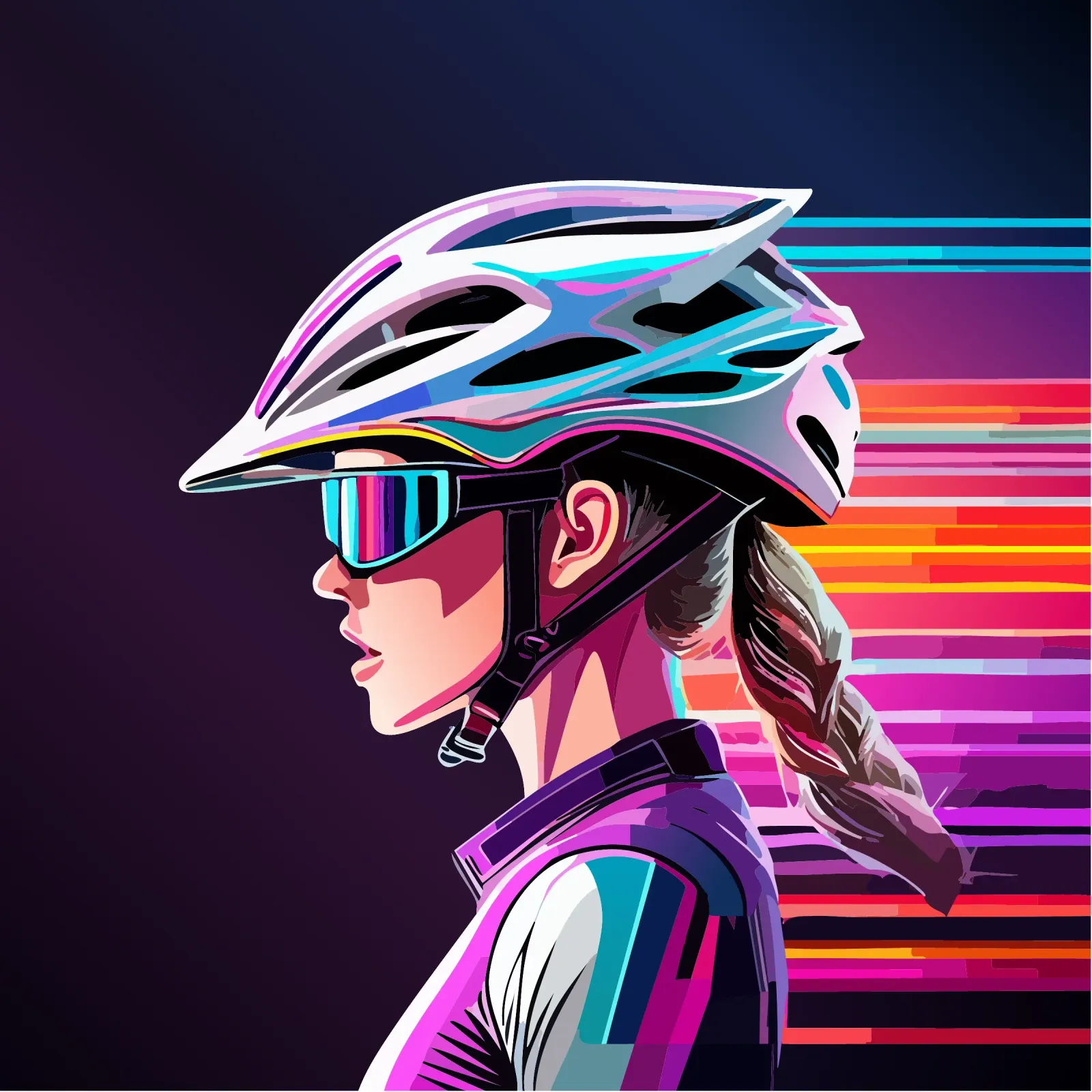 Starkes Rennrad Design – Stilvolle Radfahrerin in Action pellicola backlit da Radkunstwerk
