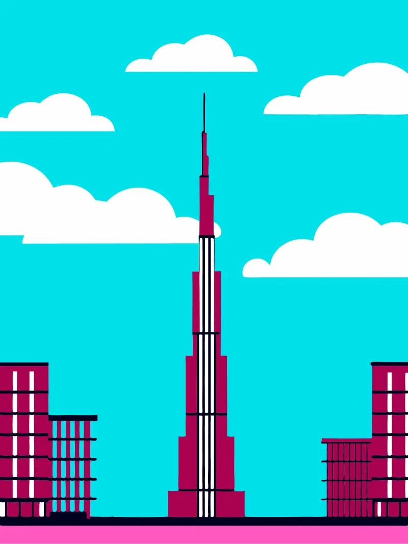 Torre del Burj Khalifa poster con telaio in legno da TODAY'S SHOP