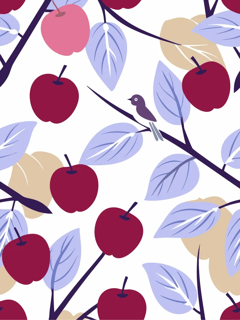 Apple And Bird Pettern alu-dibond by TODAY'S SHOP