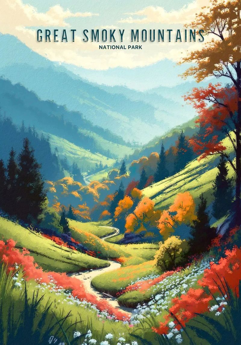 river forest trees mountains rolling hills meadow canvas by Leslie Anne Kriz
