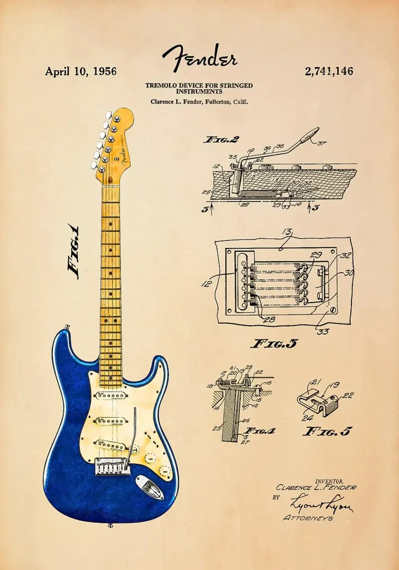 electric guitar tremolo device stringed instrument guitar st canvas with Floater frame by Kirsten C Nolan