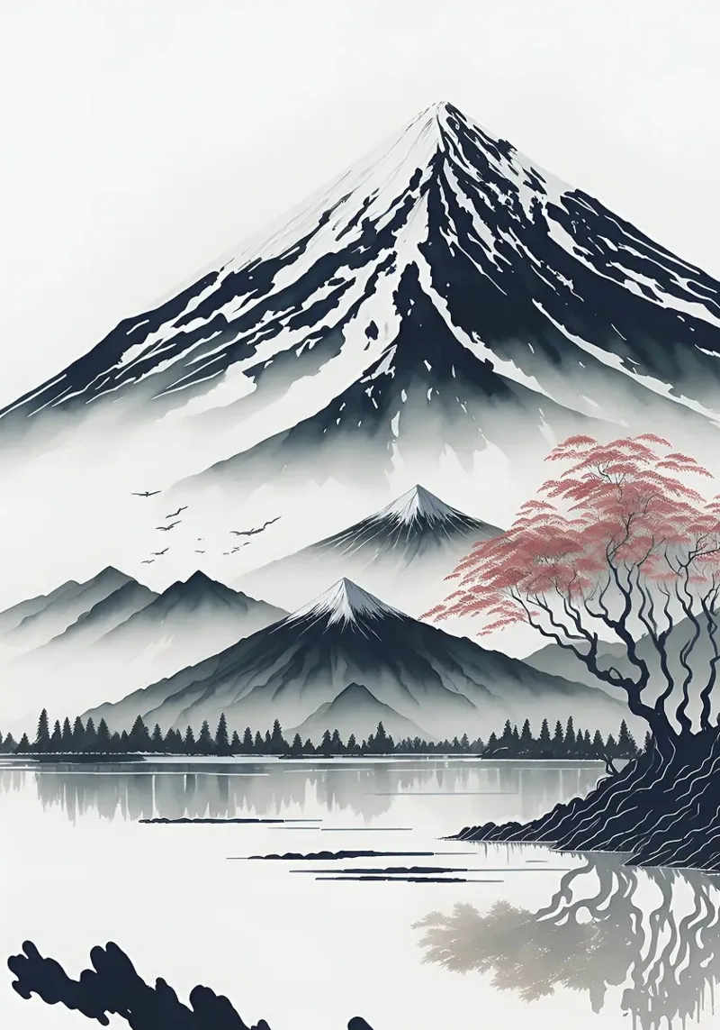 mountain snow lake tree reflection canvas by James Isaac Jackson