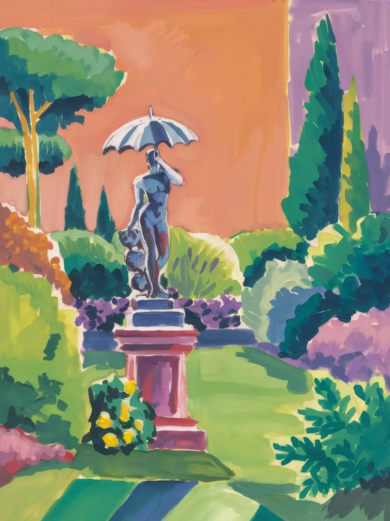 Statua della pace in giardino poster con telaio in plastica da Mystic Grain