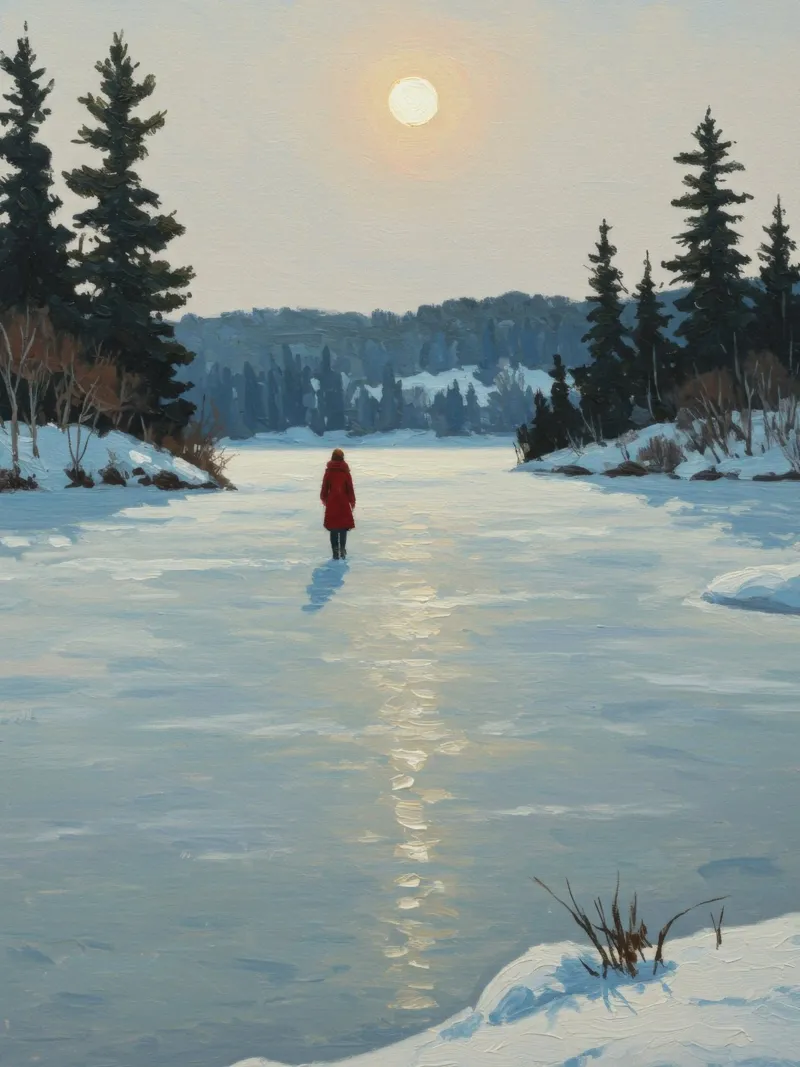 Frozen Lake Poster mit Holzrahmen von Art Center