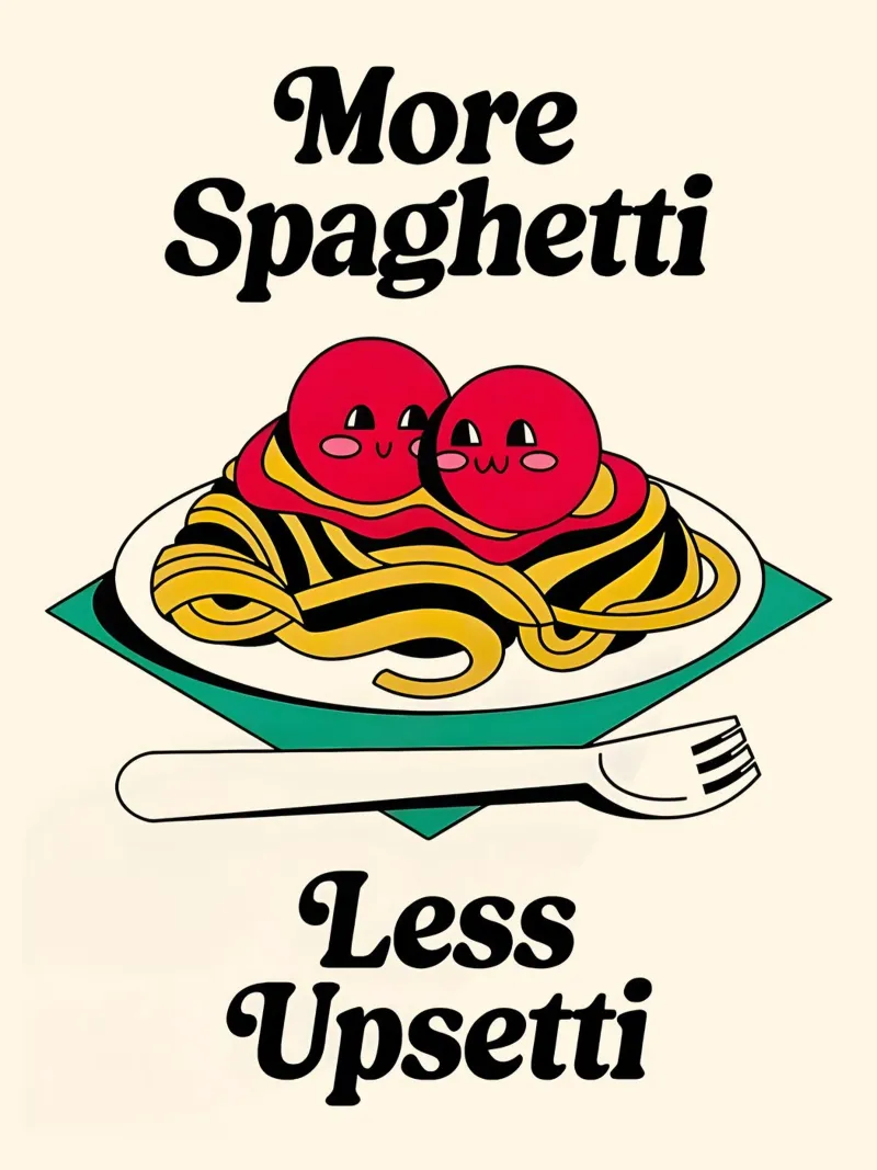 More Spaghetti, Less Upsetti pellicola backlit da Attaboy Dsgn