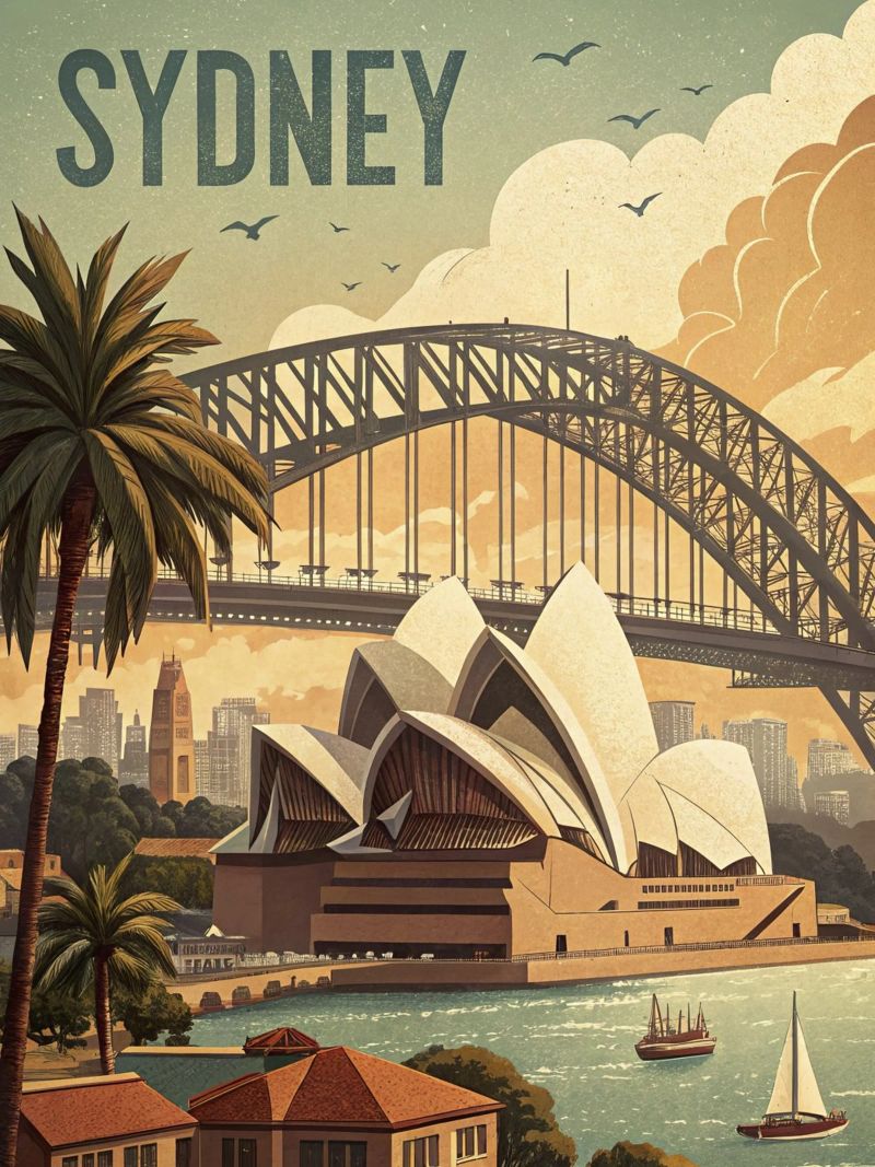 poster retro vintage sydney poster de ARTVI-SHOP