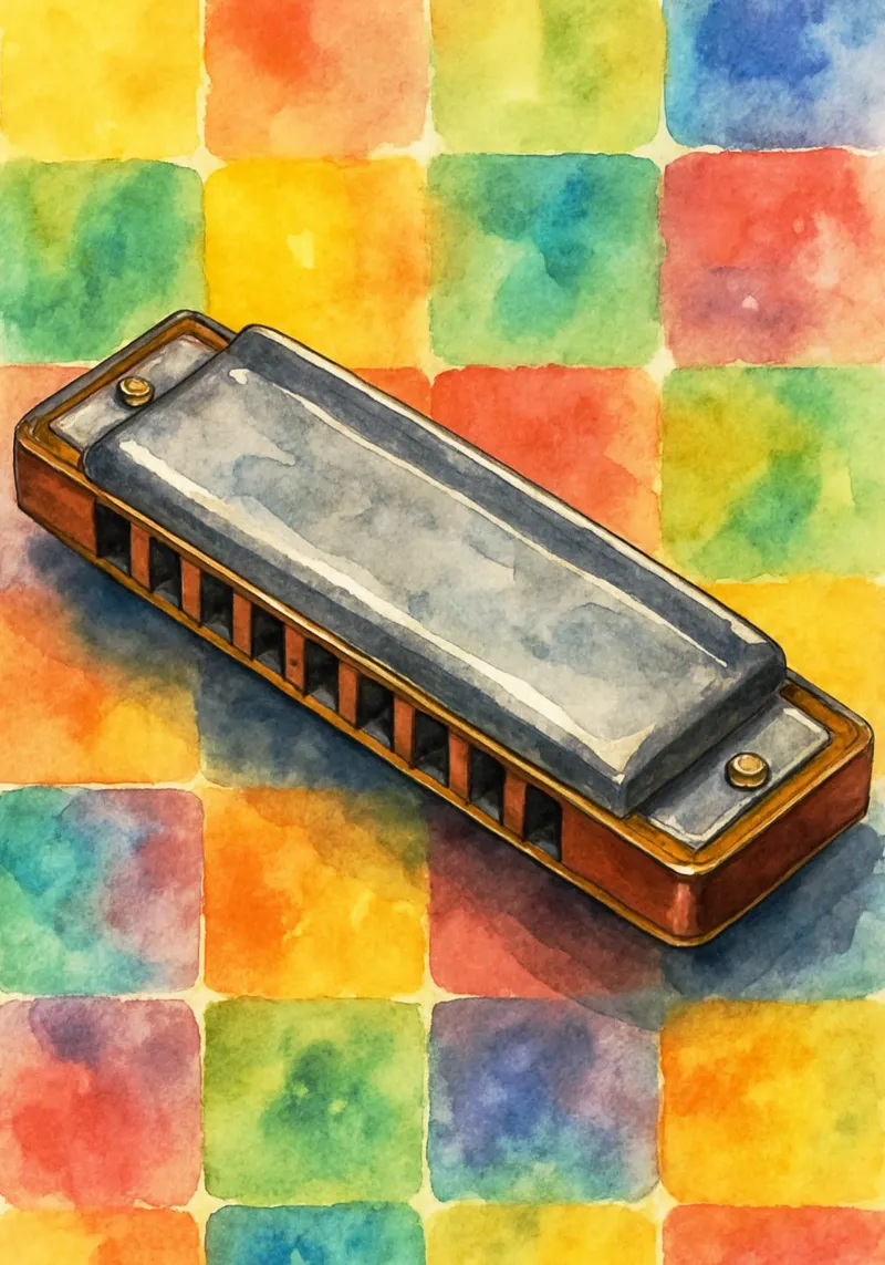 Harmonica imagination painting drawing art canvas with Floater frame by the gendels