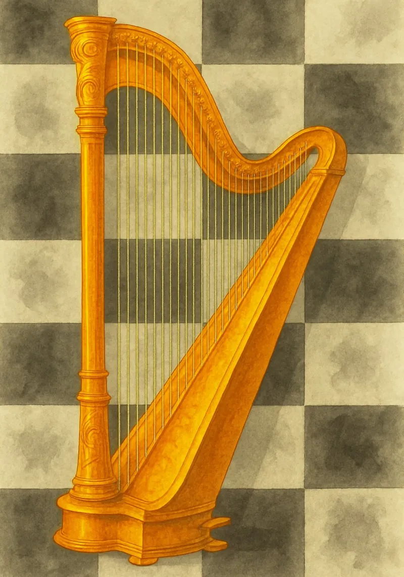 harp imagination painting drawing art canvas with Floater frame by the gendels