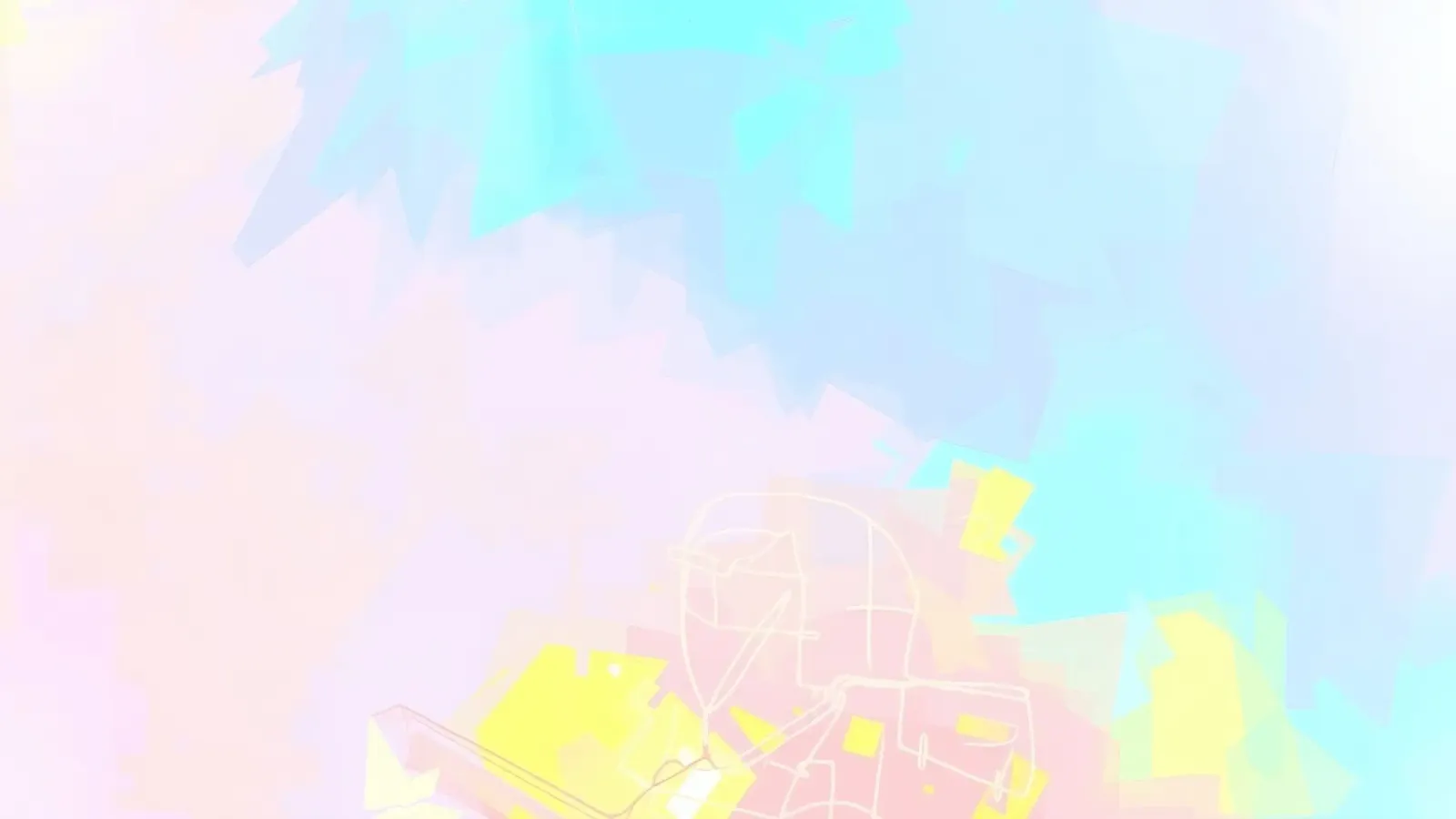 Abstract art piece featuring vibrant colors and shapes canvas with Floater frame by DesignDoodle