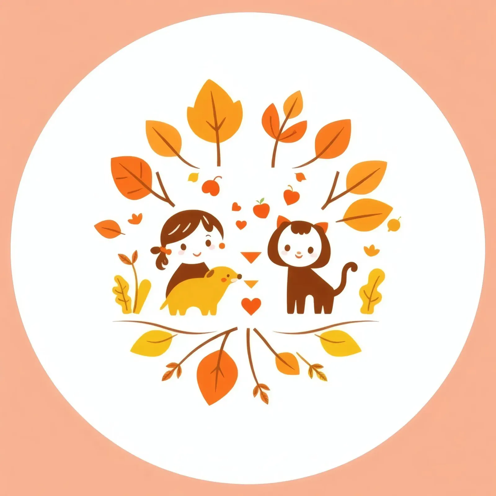 Illustrazione carina di una ragazza con i suoi animali domestici poster con telaio in legno da DesignDoodle