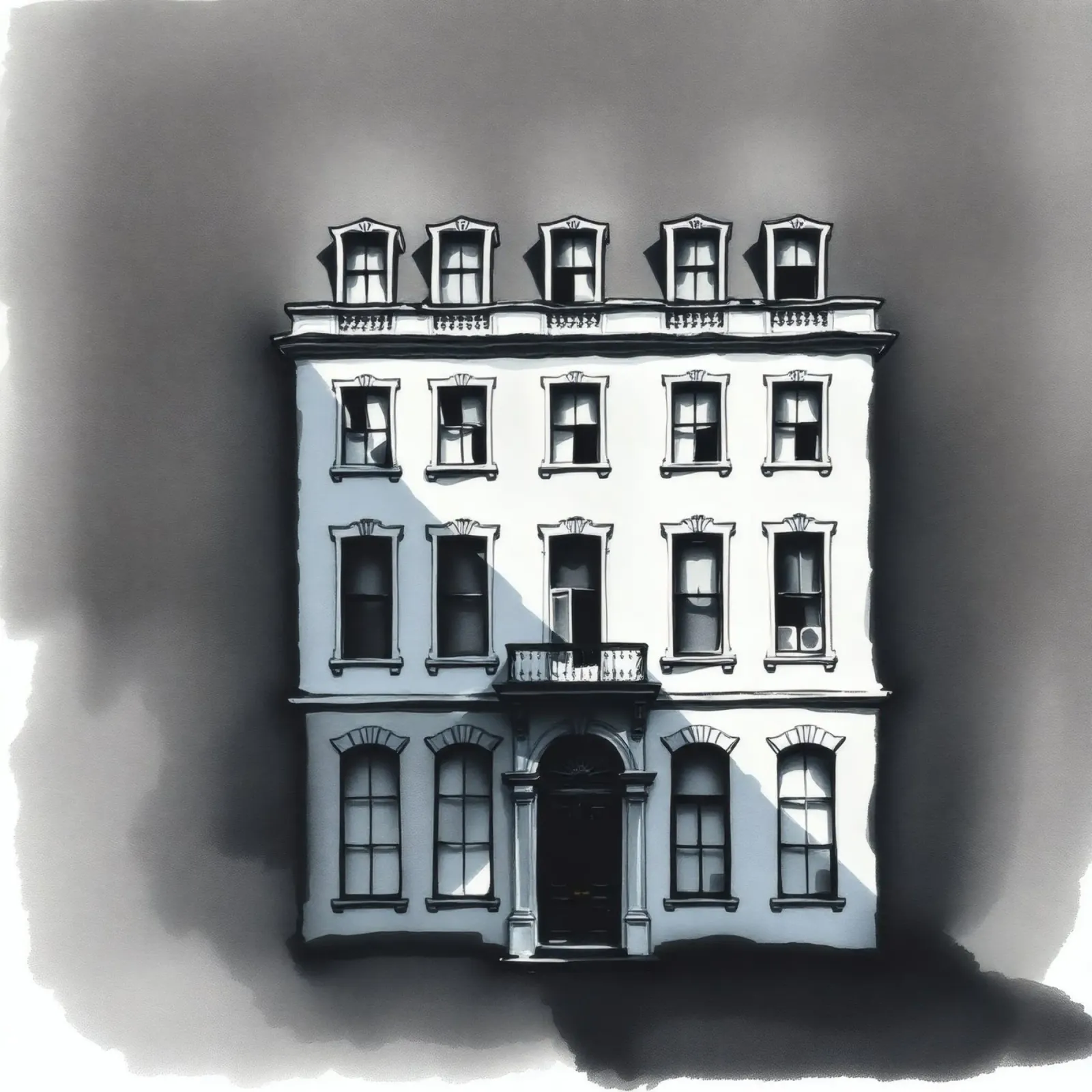 Unique architectural structure with detailed windows hahnemühle by DesignDoodle