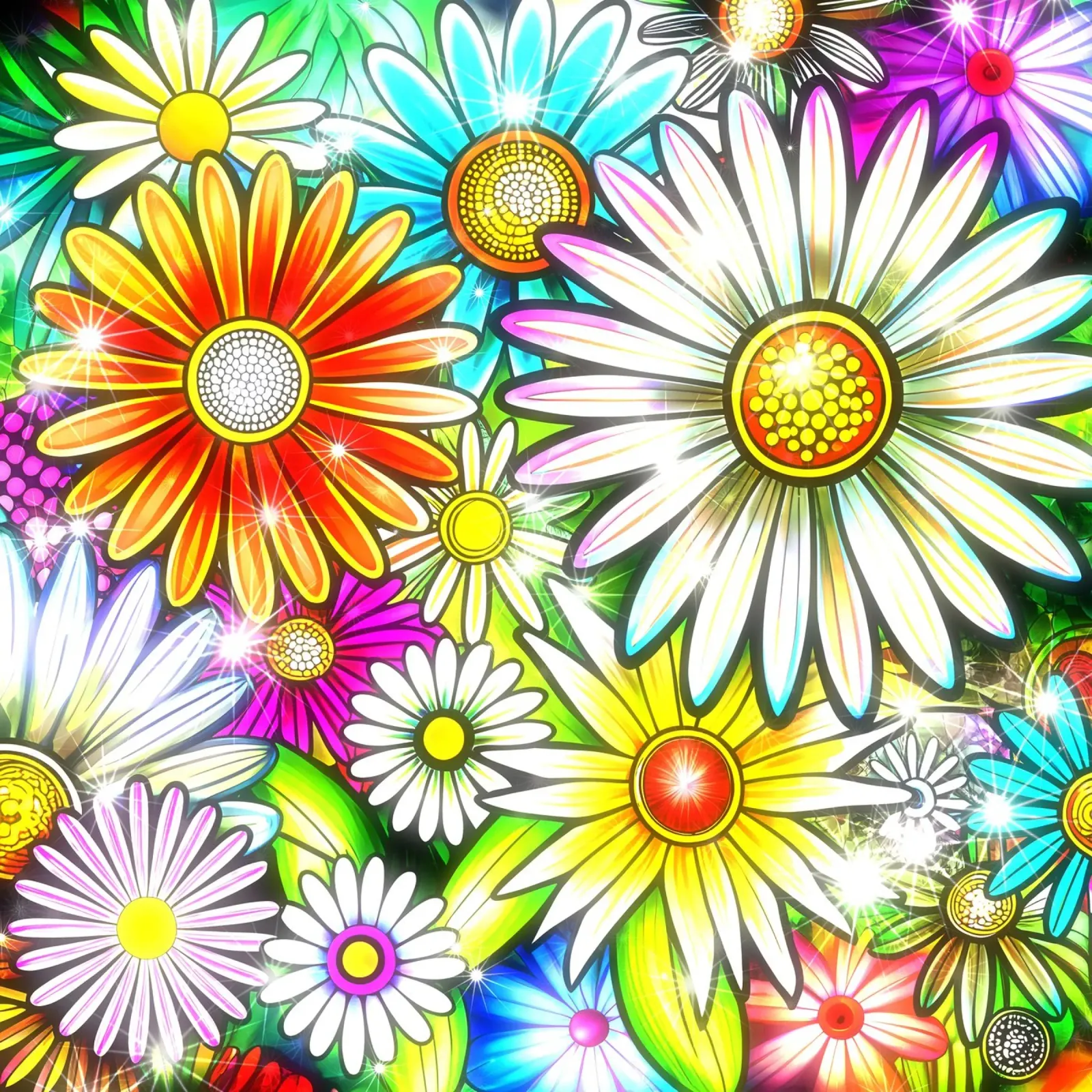 Daisy Disco Bloom pellicola backlit da Botanical Pattern House