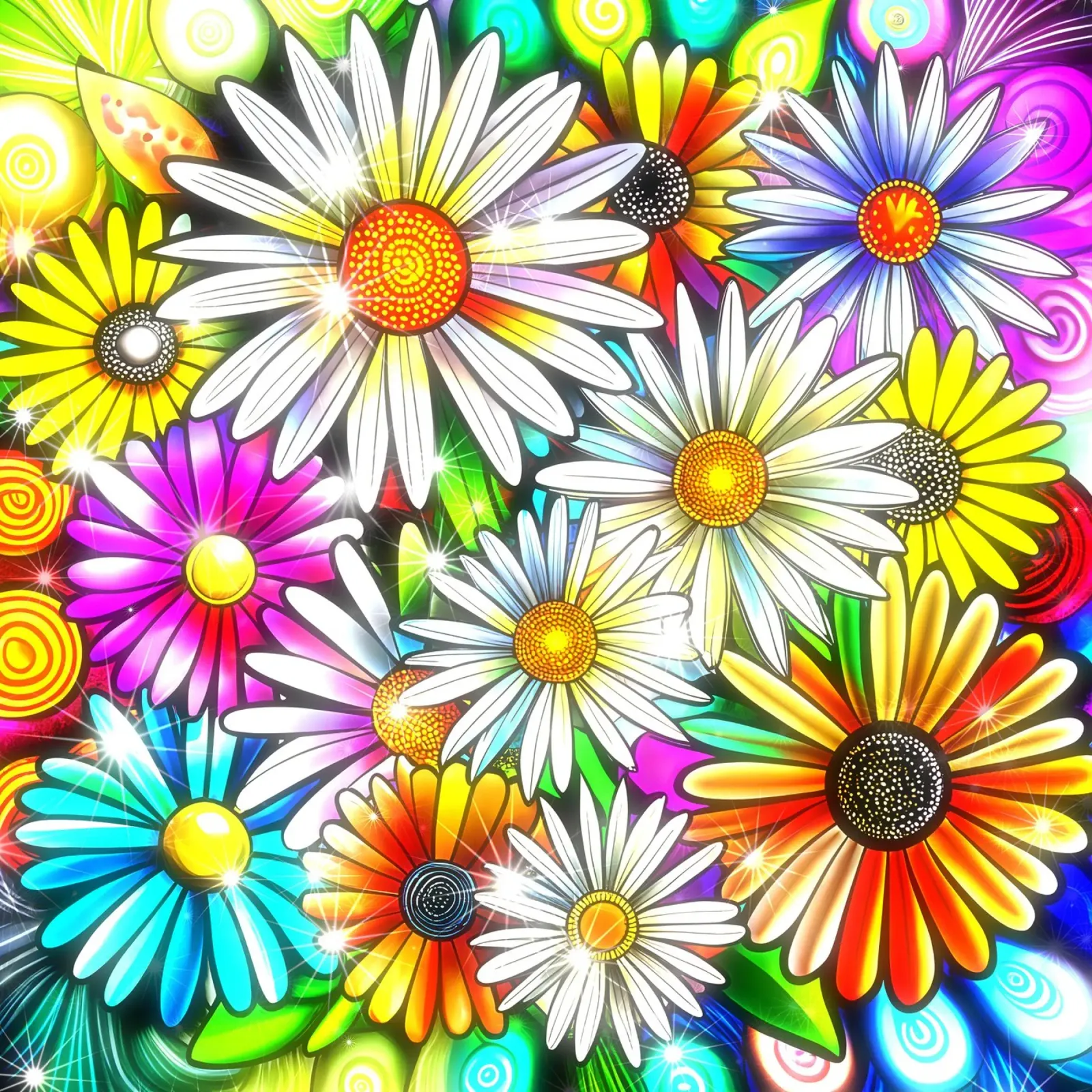 Daisy Disco Bloom pellicola backlit da Botanical Pattern House
