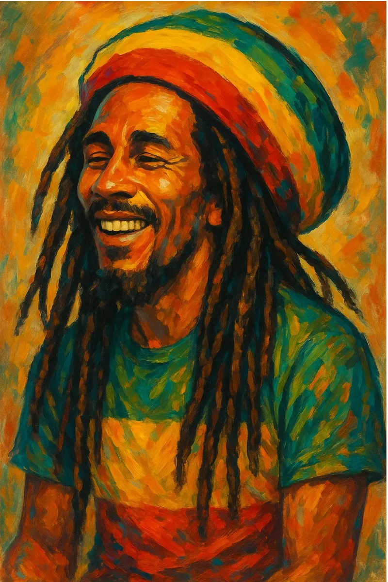 Spirito Reggae a colori poster con telaio in legno da Sayfudin