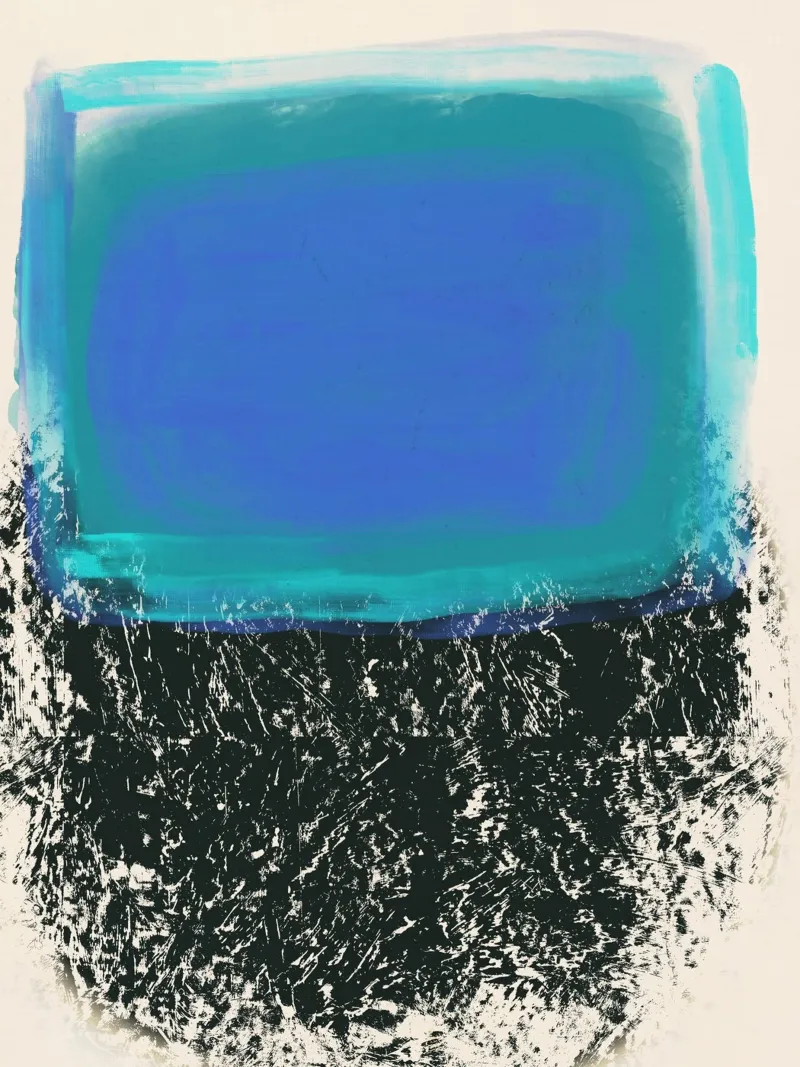 Large Neon abstract pool canvas by Little Dean