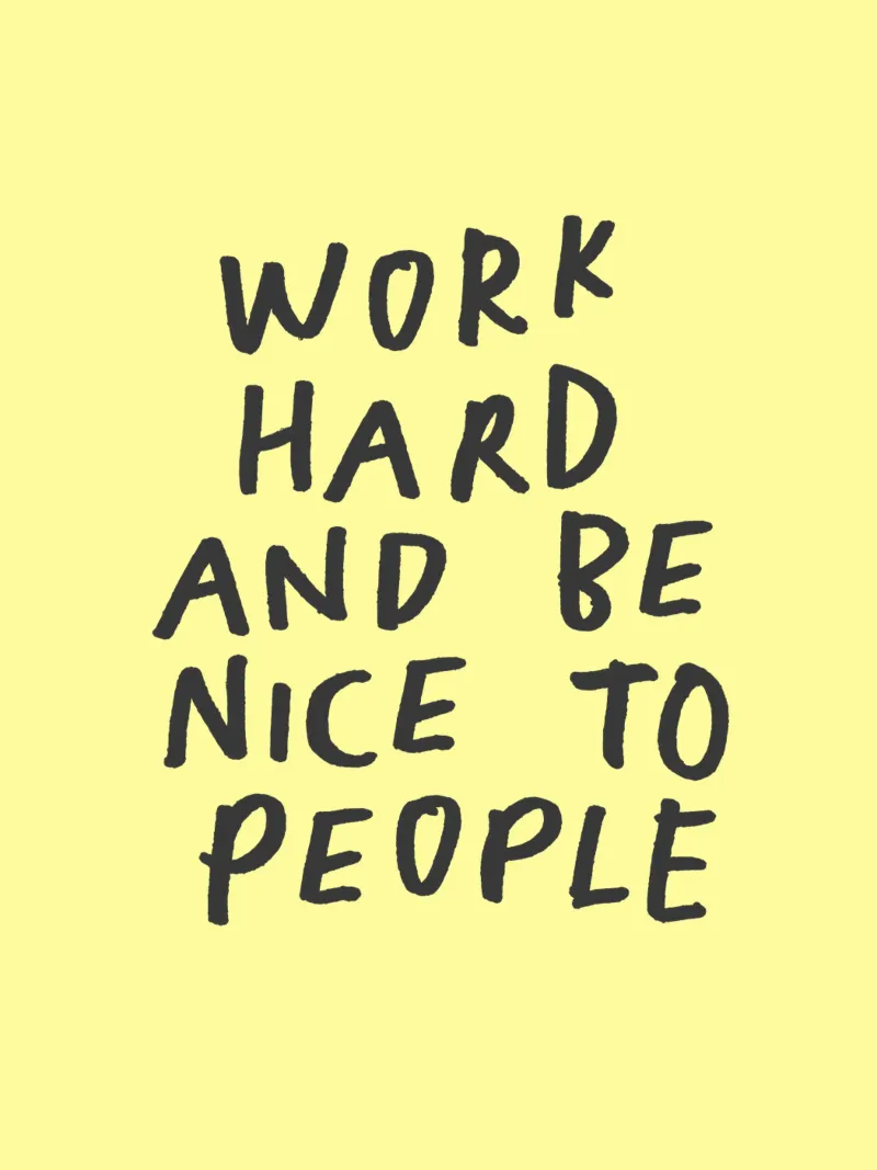 Work Hard and Be Nice to People Typography Print in Yellow canvas with Floater frame by THE MOTIVATED TYPE