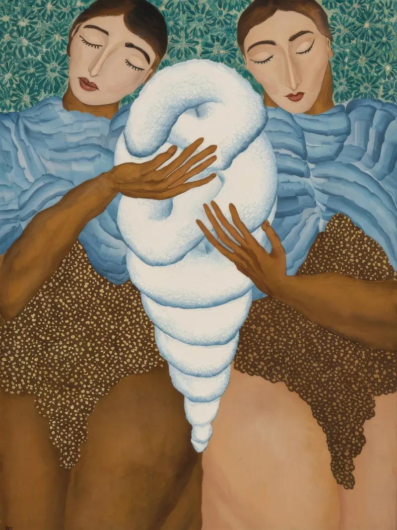 Abbraccio del vento sacro poster con telaio in alluminio da Obisidian Brush