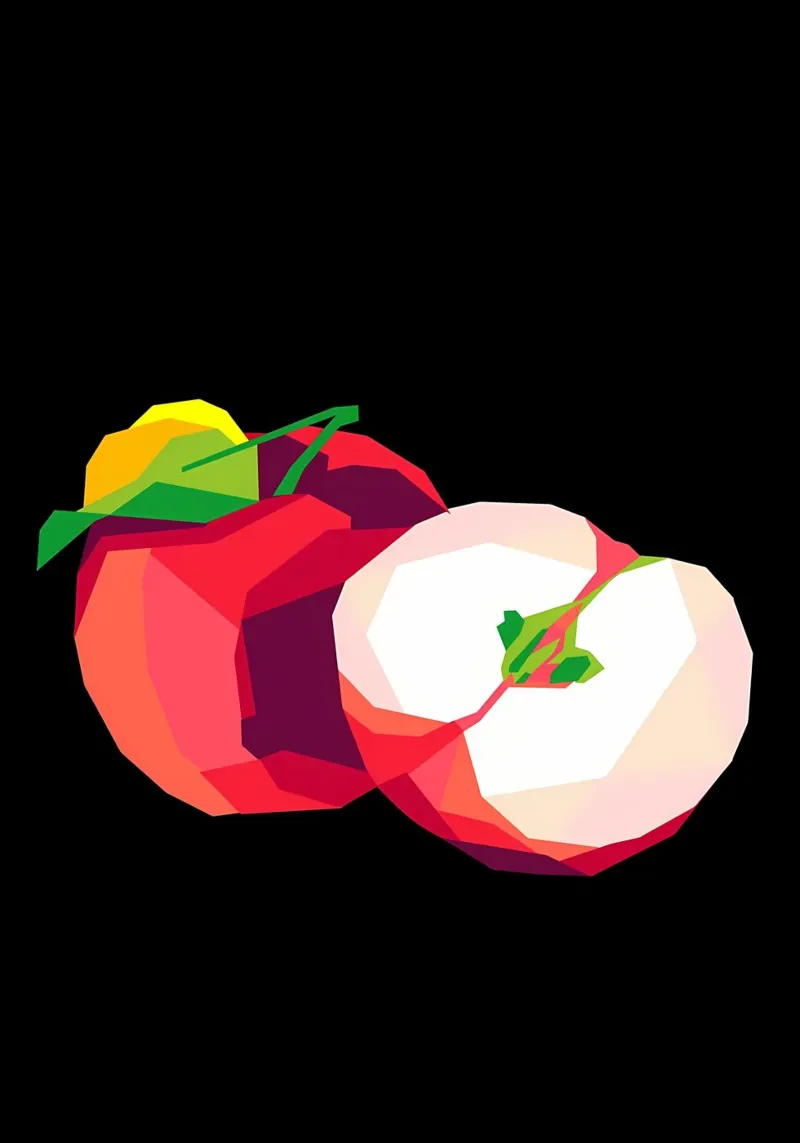 Apfelfrucht Apfel in Scheiben geschnitten ganzer Apfel Stiel Hahnemühle von Janine P McGuire