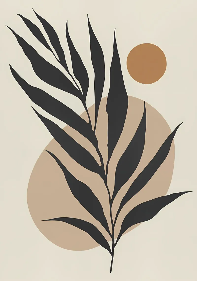 leaves circle shapes abstract botanical nature poster with wooden frame by Janine P McGuire