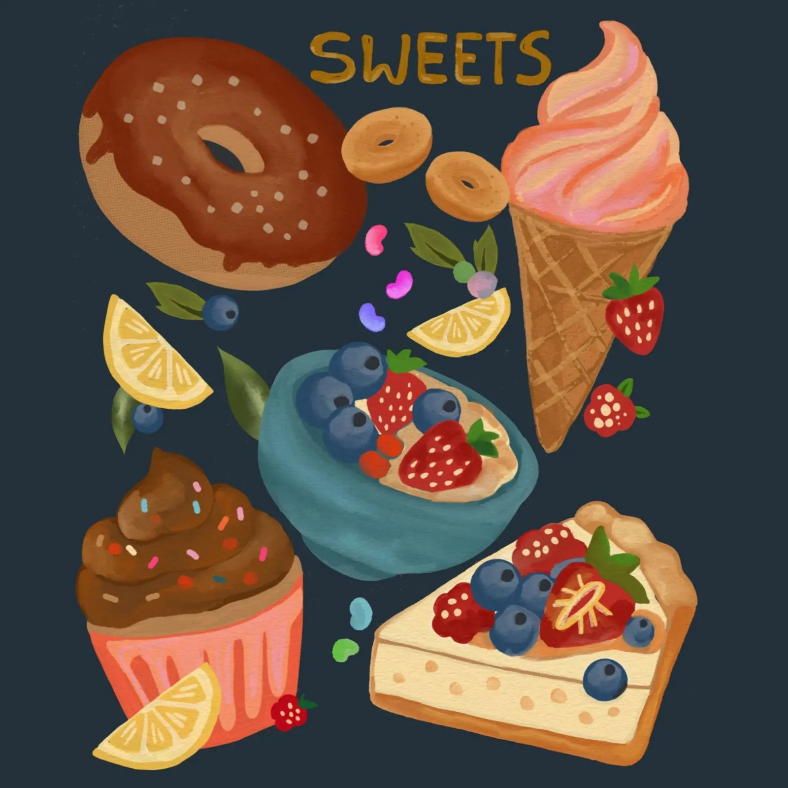 Desserts strawberry cheesecake lemon icecream pellicola backlit da mysteriouscoco