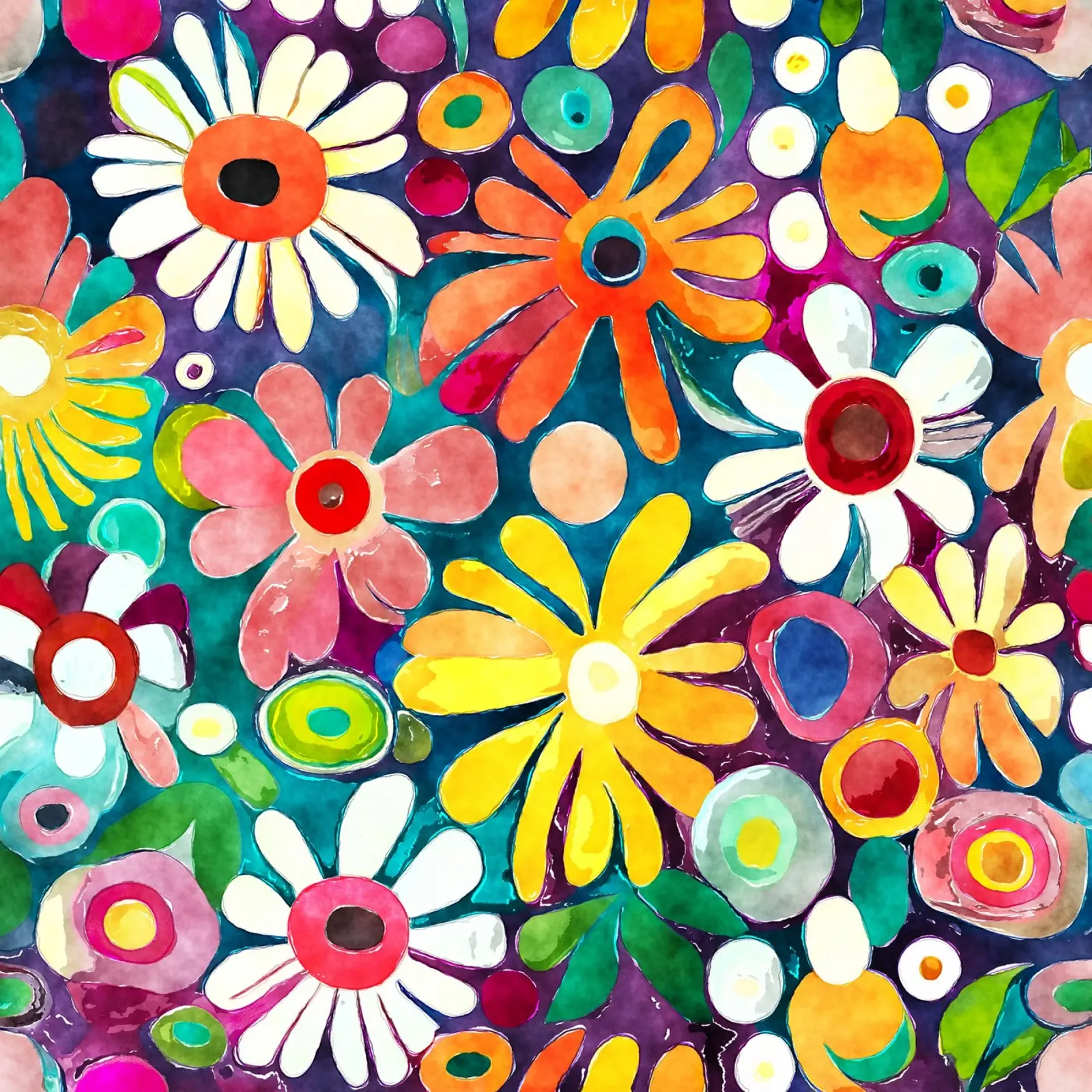 Margherite divertenti poster con telaio in alluminio da Botanical Pattern House