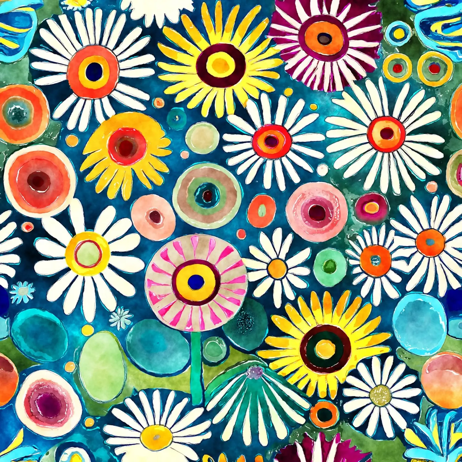 Margherite divertenti poster con telaio in plastica da Botanical Pattern House