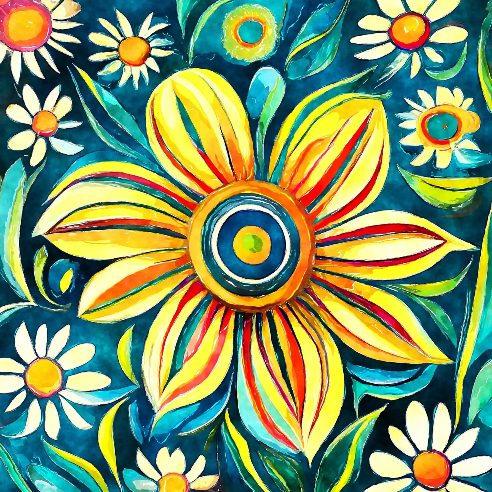 Funky Daisies hahnemühle by Botanical Pattern House