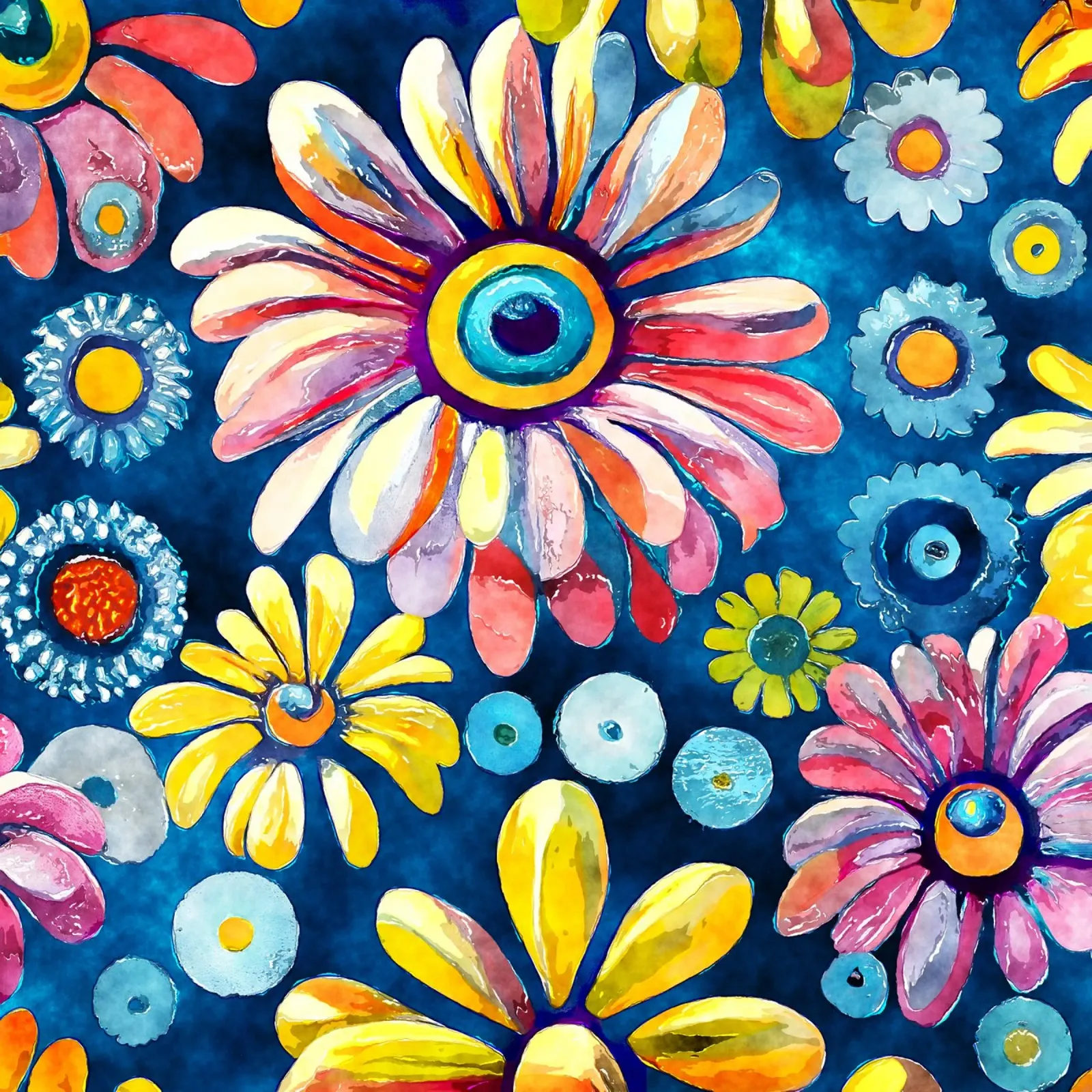 Funky Daisies alu-dibond by Botanical Pattern House
