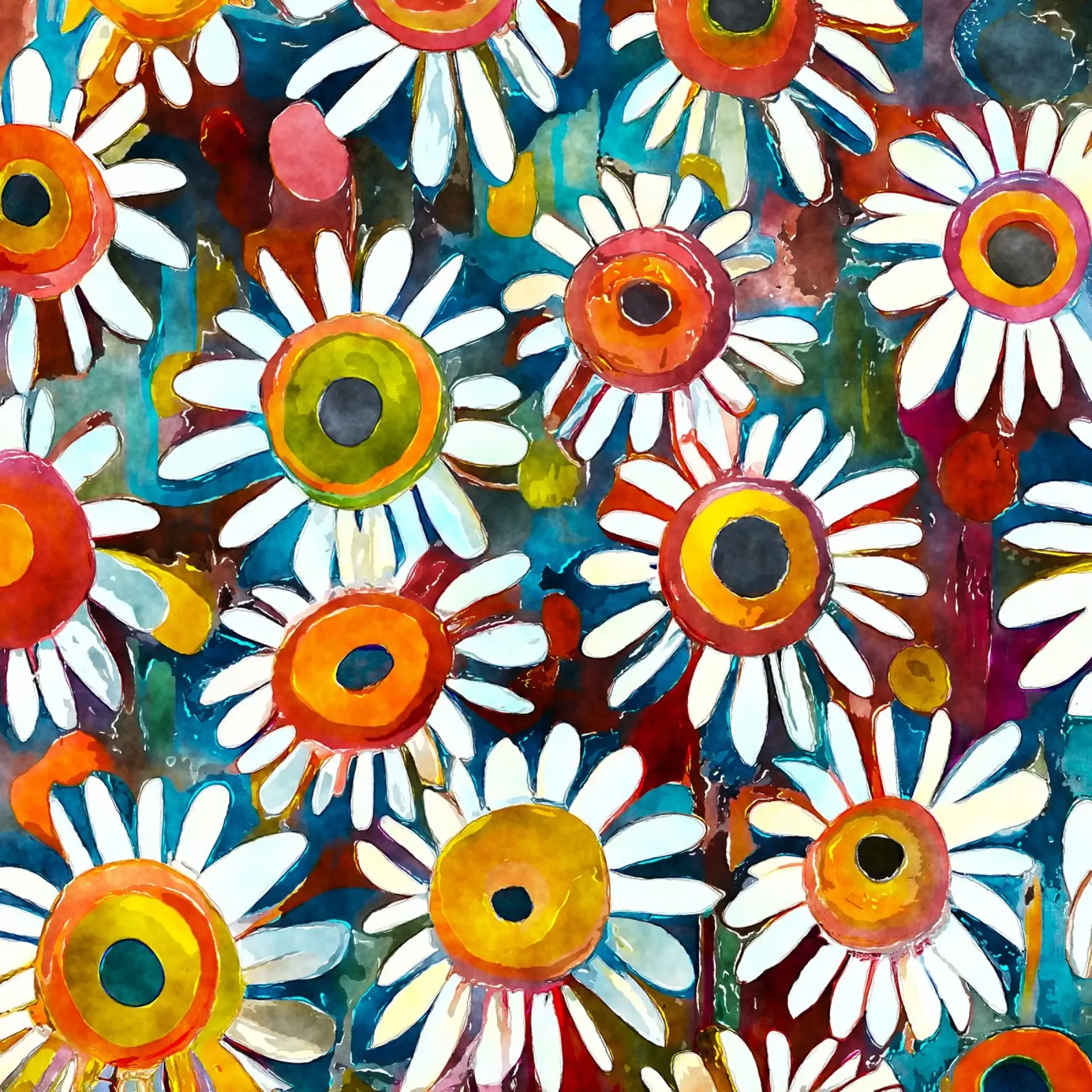 Funky Daisies acrylic glass by Botanical Pattern House