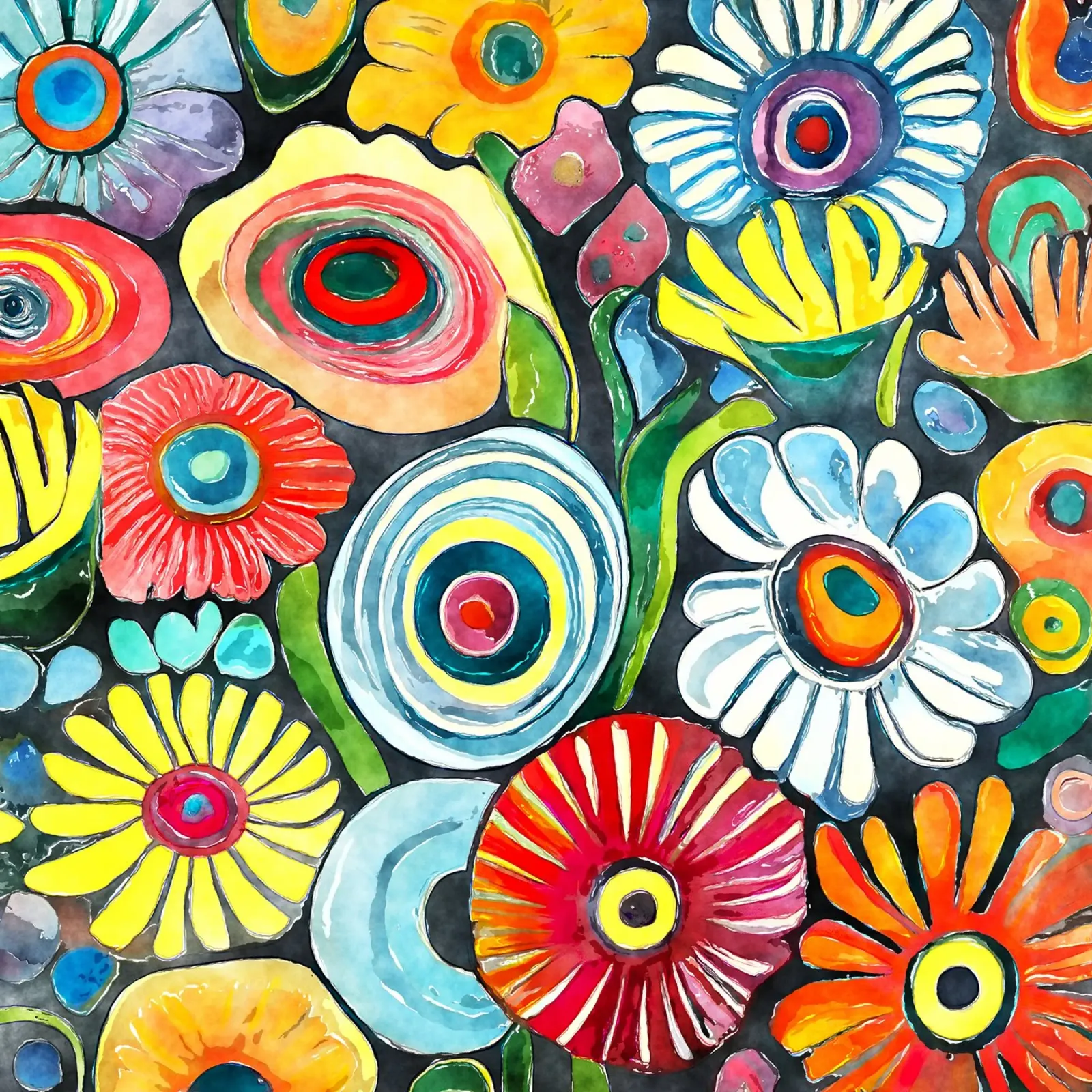 Margherite divertenti poster con telaio in alluminio da Botanical Pattern House