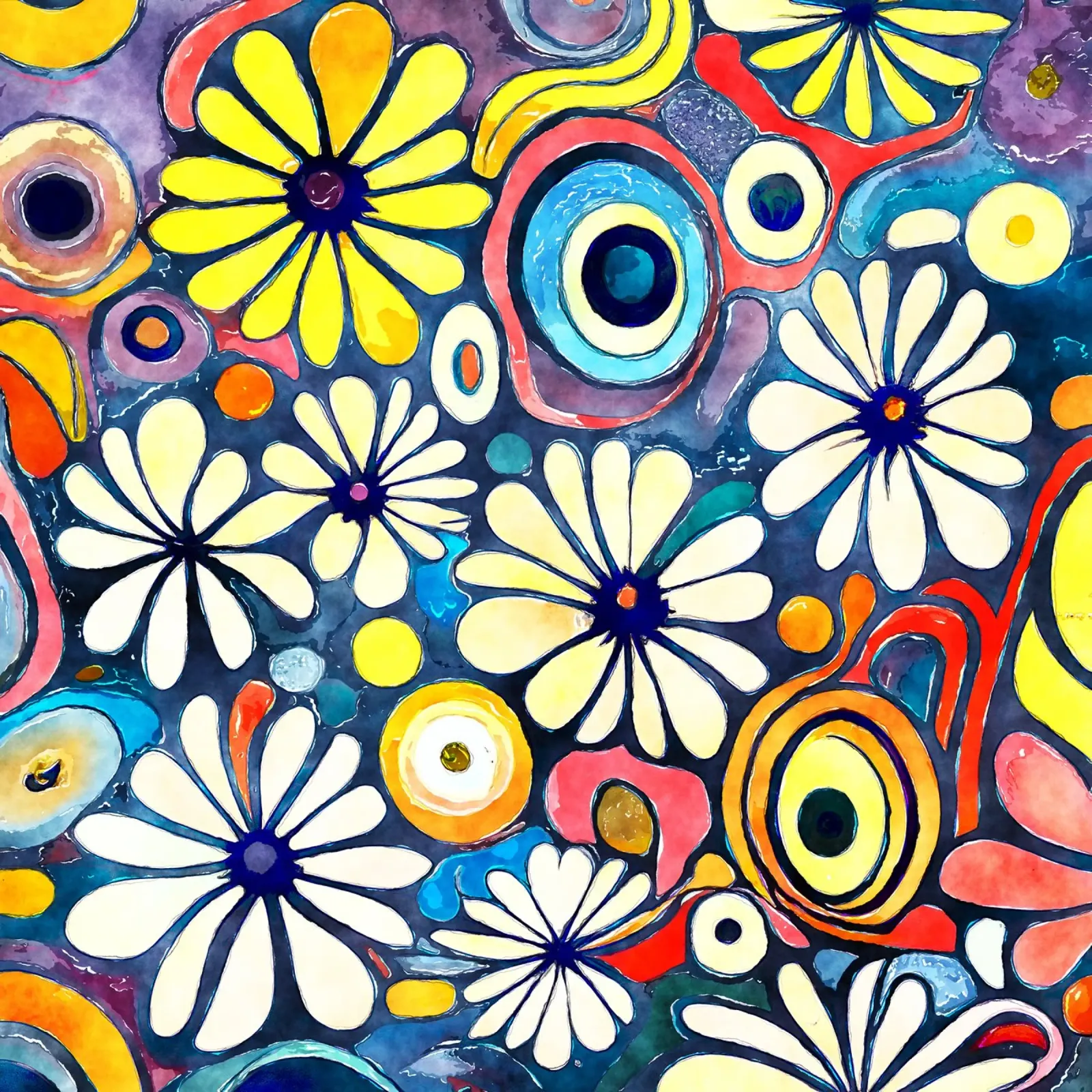 Funky Daisies alu-dibond by Botanical Pattern House