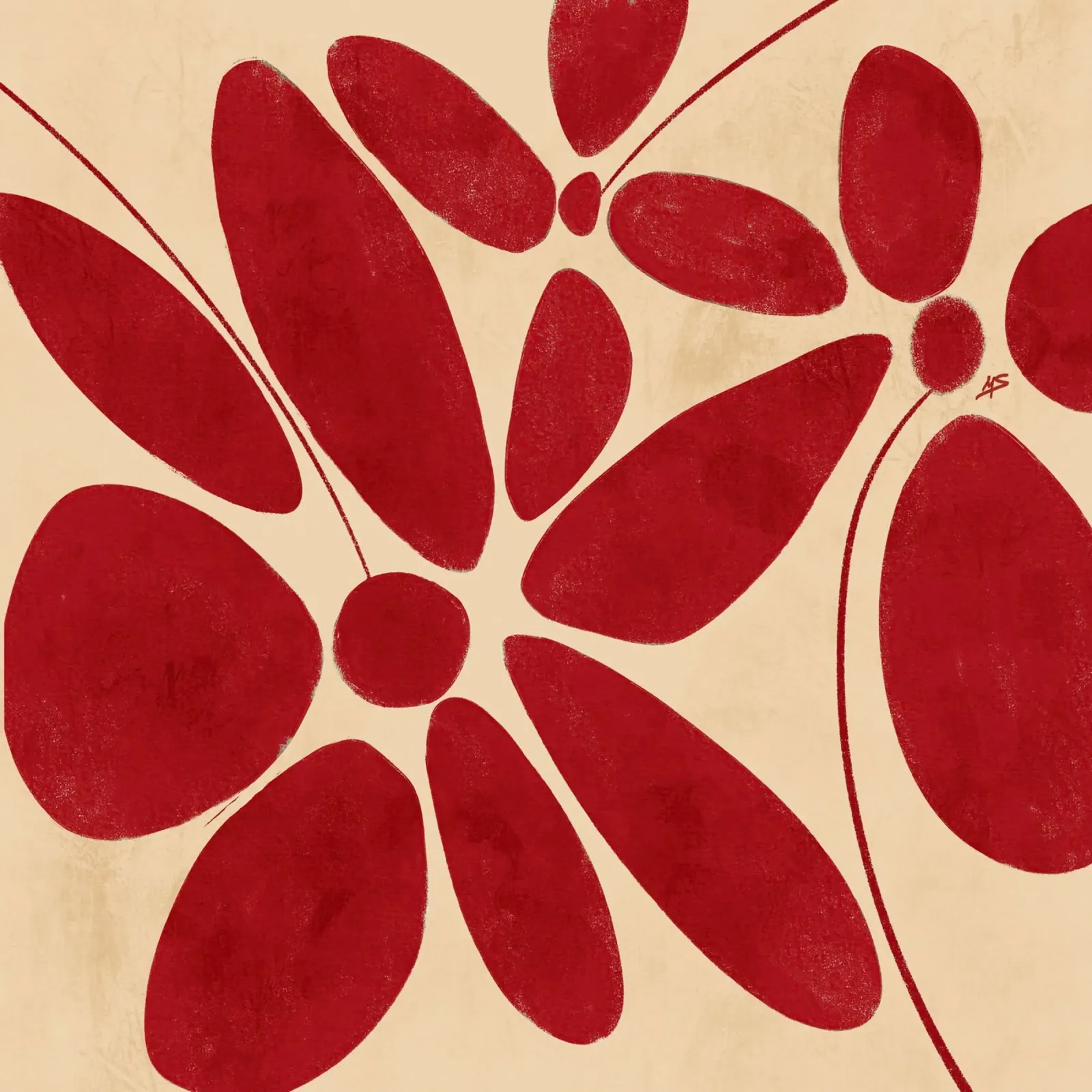 Large Red Flowers Abstract alluminio dibond da sabidussi