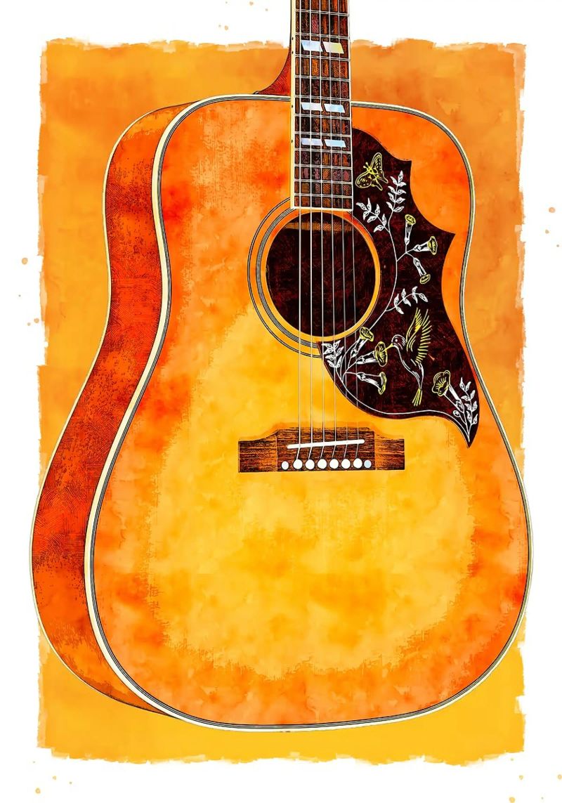 guitar musical instrument acoustic guitar frets poster by Perry Kale
