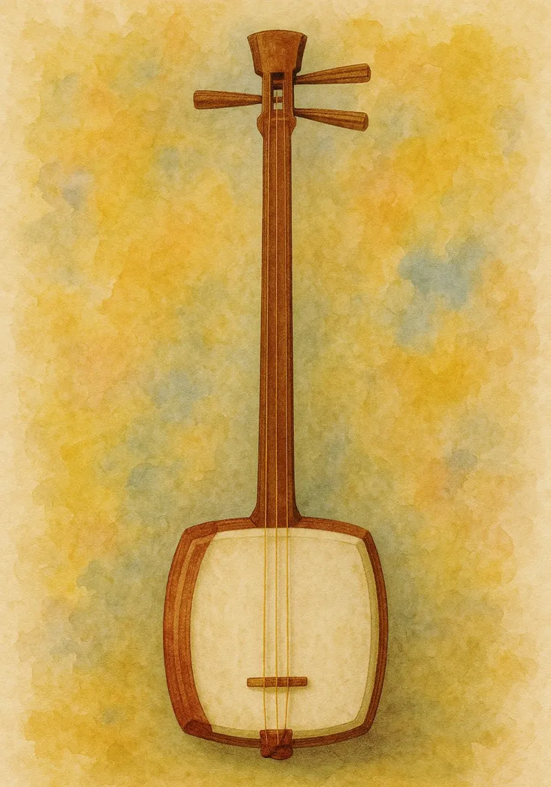shamisen verbeelding schilderij tekening kunst canvas met Baklijst van the gendels