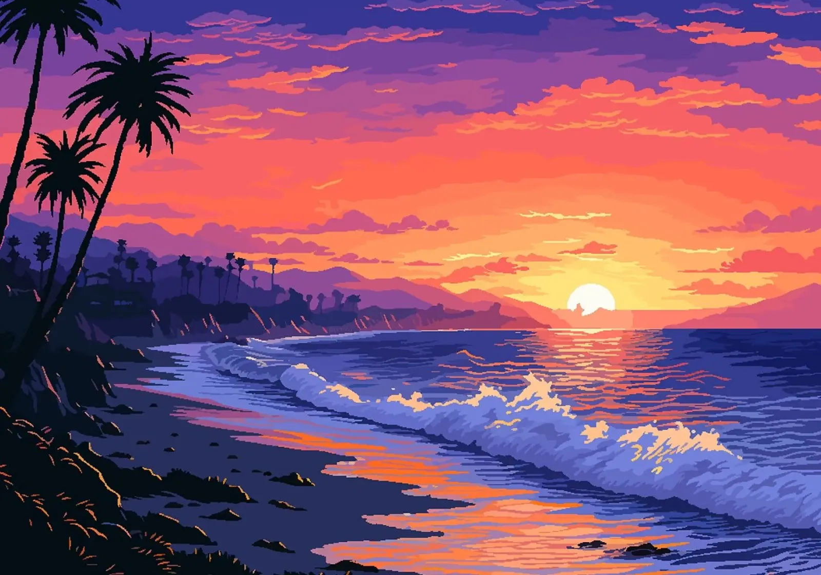sunset ocean sea waves beach coastline poster by James Isaac Jackson