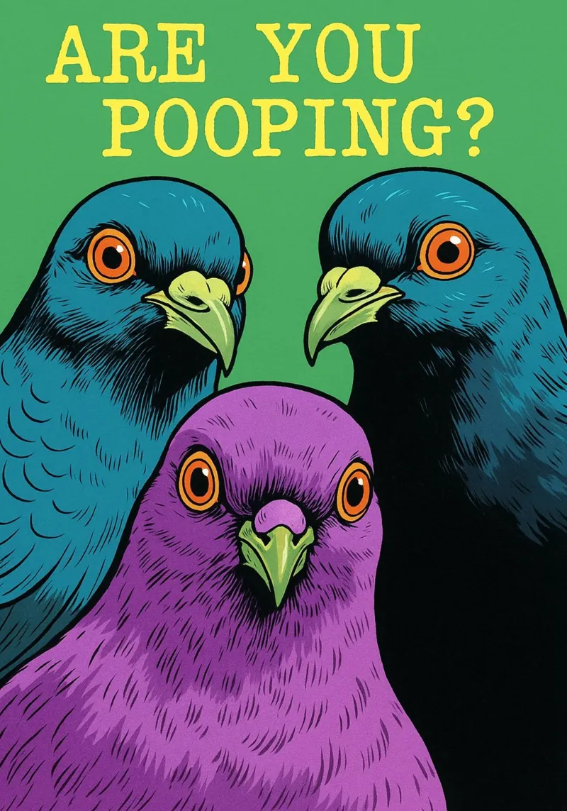 Divertente Bagno Are You Pooping Pigeon Divertente poster con telaio in plastica da the gindils