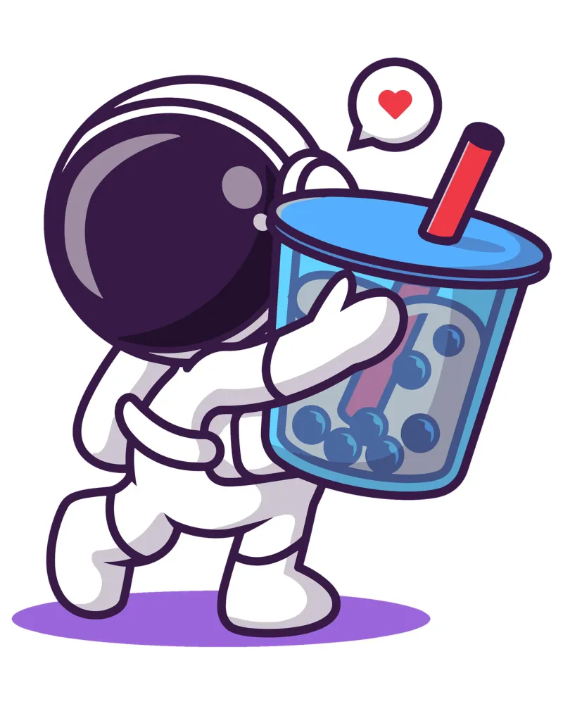 Cute astronaut holding boba milk tea drink hahnemühle by brockcon Shop
